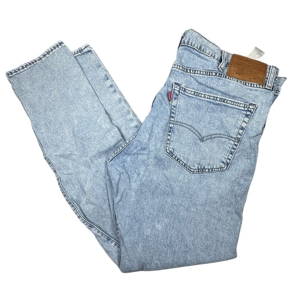 Levi's Premium 512 Slim Taper Jeans Distressed Light Wash Big E